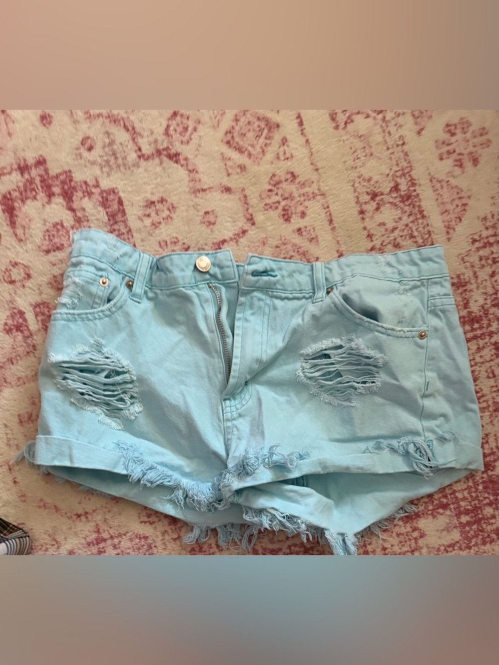 Light Blue Distressed Women’s Denim Shorts - Casual Summer Style